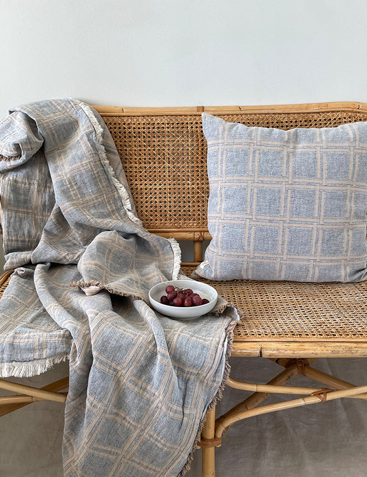 Elvang Denmark Dahlia plaid Throw Bottle green