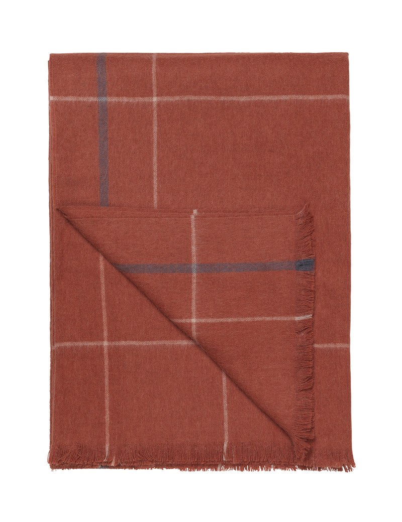 Elvang Denmark Square plaid Throw Rusty red
